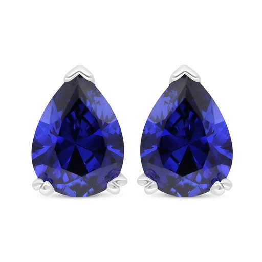 [EAR01SAP00000C512] Sterling Silver 925 Earring Rhodium Plated Embedded With Sapphire Corundum 