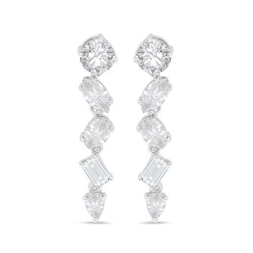 [EAR01WCZ00000C513] Sterling Silver 925 Earring Rhodium Plated Embedded With White Zircon