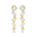Sterling Silver 925 Earring Golden Plated Embedded With White Zircon