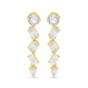 Sterling Silver 925 Earring Golden Plated Embedded With White Zircon