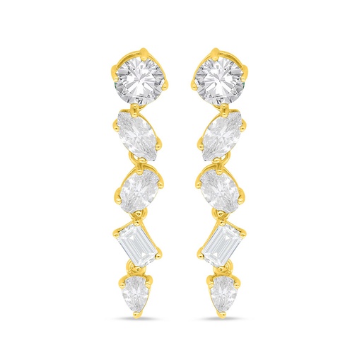 [EAR02WCZ00000C513] Sterling Silver 925 Earring Golden Plated Embedded With White Zircon