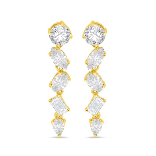 [EAR02WCZ00000C513] Sterling Silver 925 Earring Golden Plated Embedded With White Zircon