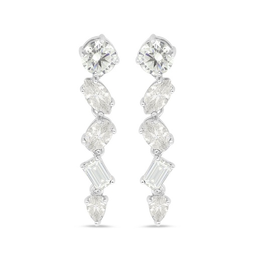 [EAR01CIT00WCZC513] Sterling Silver 925 Earring Rhodium Plated Embedded With Yellow Diamond And White Zircon