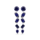 Sterling Silver 925 Earring Rhodium Plated Embedded With Sapphire Corundum And White Zircon