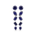 Sterling Silver 925 Earring Rhodium Plated Embedded With Sapphire Corundum And White Zircon