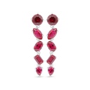Sterling Silver 925 Earring Rhodium Plated Embedded With Ruby Corundum And White Zircon