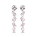 Sterling Silver 925 Earring Rhodium Plated Embedded With pink Zircon And White Zircon