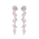 Sterling Silver 925 Earring Rhodium Plated Embedded With pink Zircon And White Zircon