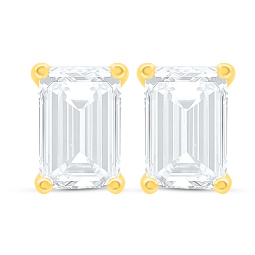 [EAR02WCZ00000C514] Sterling Silver 925 Earring Golden Plated Embedded With White Zircon