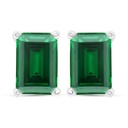 Sterling Silver 925 Earring Rhodium Plated Embedded With Emerald Zircon 