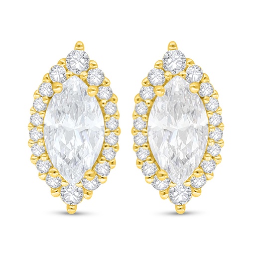 [EAR02WCZ00000C515] Sterling Silver 925 Earring Golden Plated Embedded With White Zircon