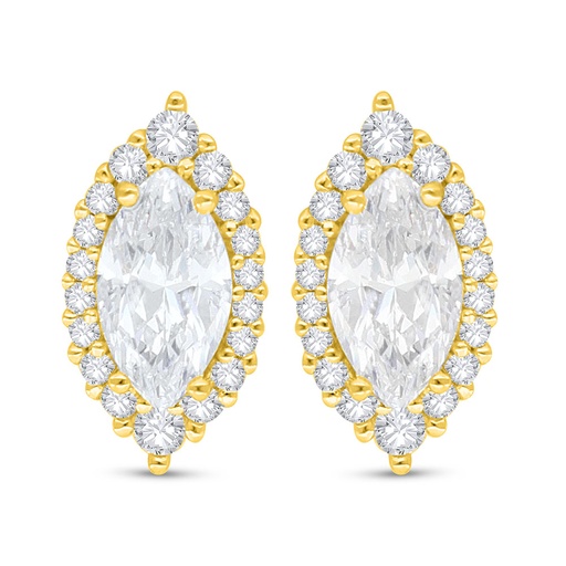 [EAR02WCZ00000C515] Sterling Silver 925 Earring Golden Plated Embedded With White Zircon