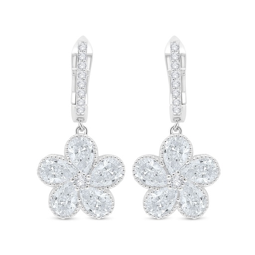 [EAR01WCZ00000C516] Sterling Silver 925 Earring Rhodium Plated Embedded With White Zircon