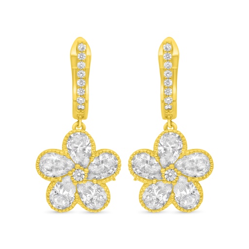 [EAR02WCZ00000C516] Sterling Silver 925 Earring Golden Plated Embedded With White Zircon