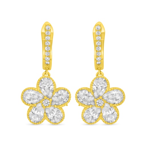 [EAR02WCZ00000C516] Sterling Silver 925 Earring Golden Plated Embedded With White Zircon