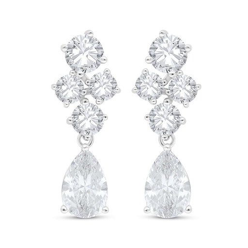 [EAR01WCZ00000C517] Sterling Silver 925 Earring Rhodium Plated Embedded With White Zircon