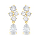 Sterling Silver 925 Earring Golden Plated Embedded With White Zircon