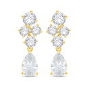 Sterling Silver 925 Earring Golden Plated Embedded With White Zircon