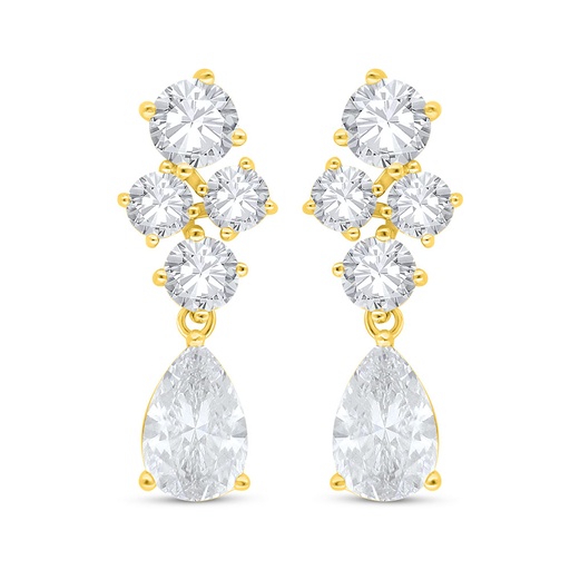 [EAR02WCZ00000C517] Sterling Silver 925 Earring Golden Plated Embedded With White Zircon