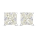 Sterling Silver 925 Earring Rhodium Plated Embedded With Yellow Diamond 