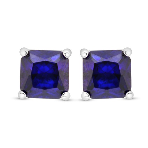 [EAR01SAP00000C518] Sterling Silver 925 Earring Rhodium Plated Embedded With Sapphire Corundum 