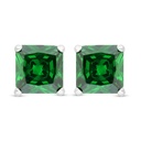 Sterling Silver 925 Earring Rhodium Plated Embedded With Emerald Zircon 