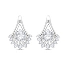 Sterling Silver 925 Earring Rhodium Plated Embedded With White Zircon