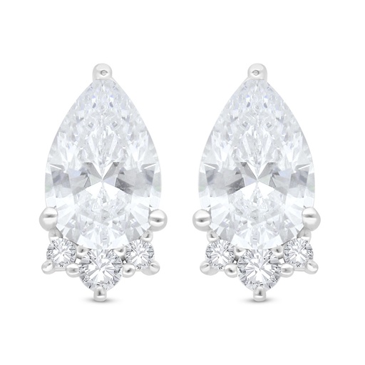 [EAR01WCZ00000C522] Sterling Silver 925 Earring Rhodium Plated Embedded With White Zircon