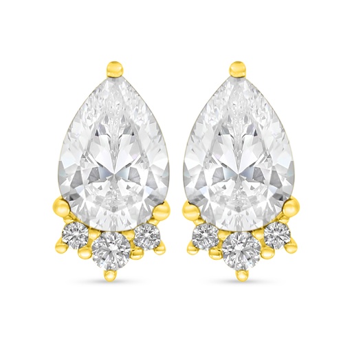 [EAR02WCZ00000C522] Sterling Silver 925 Earring Golden Plated Embedded With White Zircon