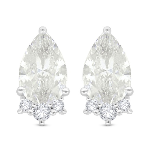 [EAR01CIT00WCZC522] Sterling Silver 925 Earring Rhodium Plated Embedded With Yellow Diamond And White Zircon