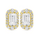 Sterling Silver 925 Earring Golden Plated Embedded With White Zircon