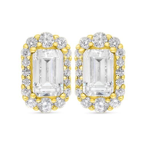 [EAR02WCZ00000C524] Sterling Silver 925 Earring Golden Plated Embedded With White Zircon