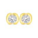 Sterling Silver 925 Earring Golden Plated Embedded With White Zircon