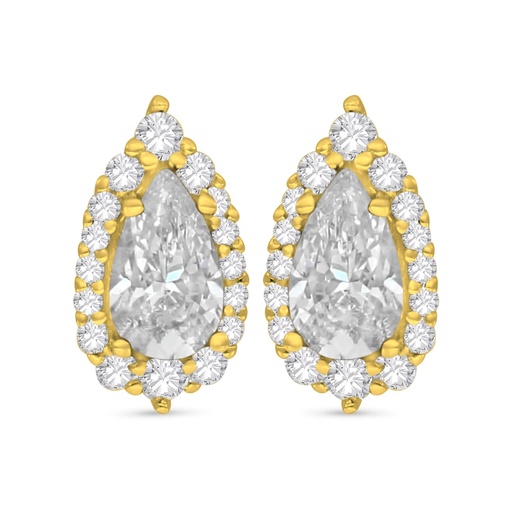 [EAR02WCZ00000C527] Sterling Silver 925 Earring Golden Plated Embedded With White Zircon