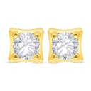 Sterling Silver 925 Earring Golden Plated Embedded With White Zircon