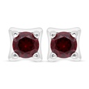 Sterling Silver 925 Earring Rhodium Plated Embedded With Ruby Corundum 