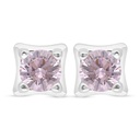 Sterling Silver 925 Earring Rhodium Plated Embedded With Pink Zircon 