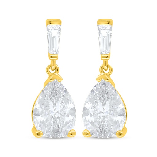 [EAR02WCZ00000C532] Sterling Silver 925 Earring Golden Plated Embedded With White Zircon