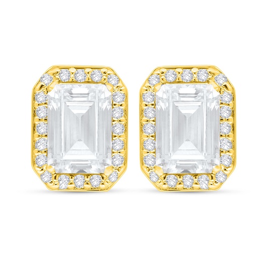 [EAR02WCZ00000C533] Sterling Silver 925 Earring Golden Plated Embedded With White Zircon