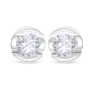 Sterling Silver 925 Earring Rhodium Plated Embedded With White Zircon