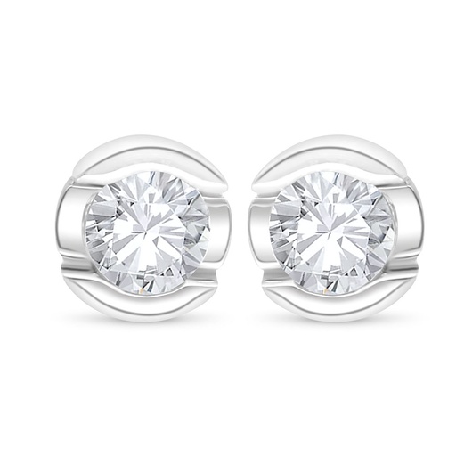 [EAR01WCZ00000C534] Sterling Silver 925 Earring Rhodium Plated Embedded With White Zircon