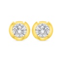 Sterling Silver 925 Earring Golden Plated Embedded With White Zircon