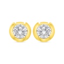 Sterling Silver 925 Earring Golden Plated Embedded With White Zircon