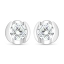 Sterling Silver 925 Earring Rhodium Plated Embedded With Yellow Diamond 