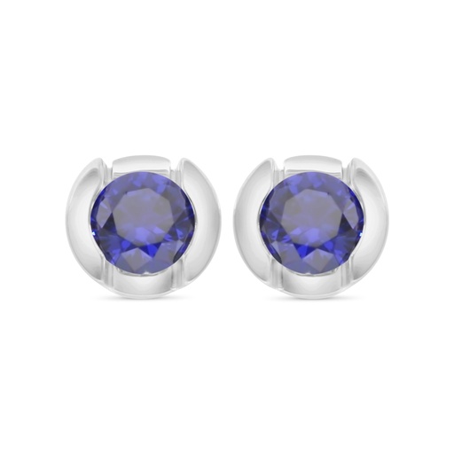 [EAR01SAP00000C534] Sterling Silver 925 Earring Rhodium Plated Embedded With Sapphire Corundum 
