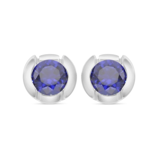 [EAR01SAP00000C534] Sterling Silver 925 Earring Rhodium Plated Embedded With Sapphire Corundum 