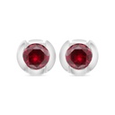 Sterling Silver 925 Earring Rhodium Plated Embedded With Ruby Corundum 