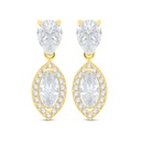 Sterling Silver 925 Earring Golden Plated Embedded With White Zircon