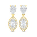 Sterling Silver 925 Earring Golden Plated Embedded With White Zircon