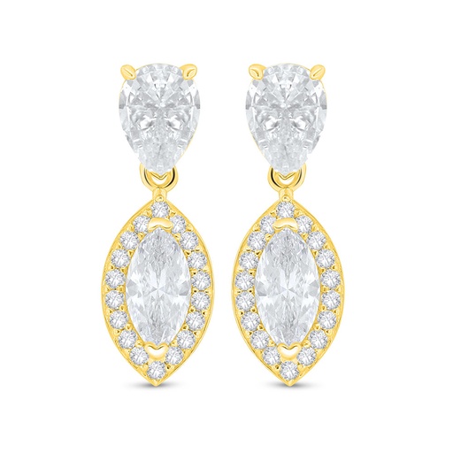 [EAR02WCZ00000C535] Sterling Silver 925 Earring Golden Plated Embedded With White Zircon